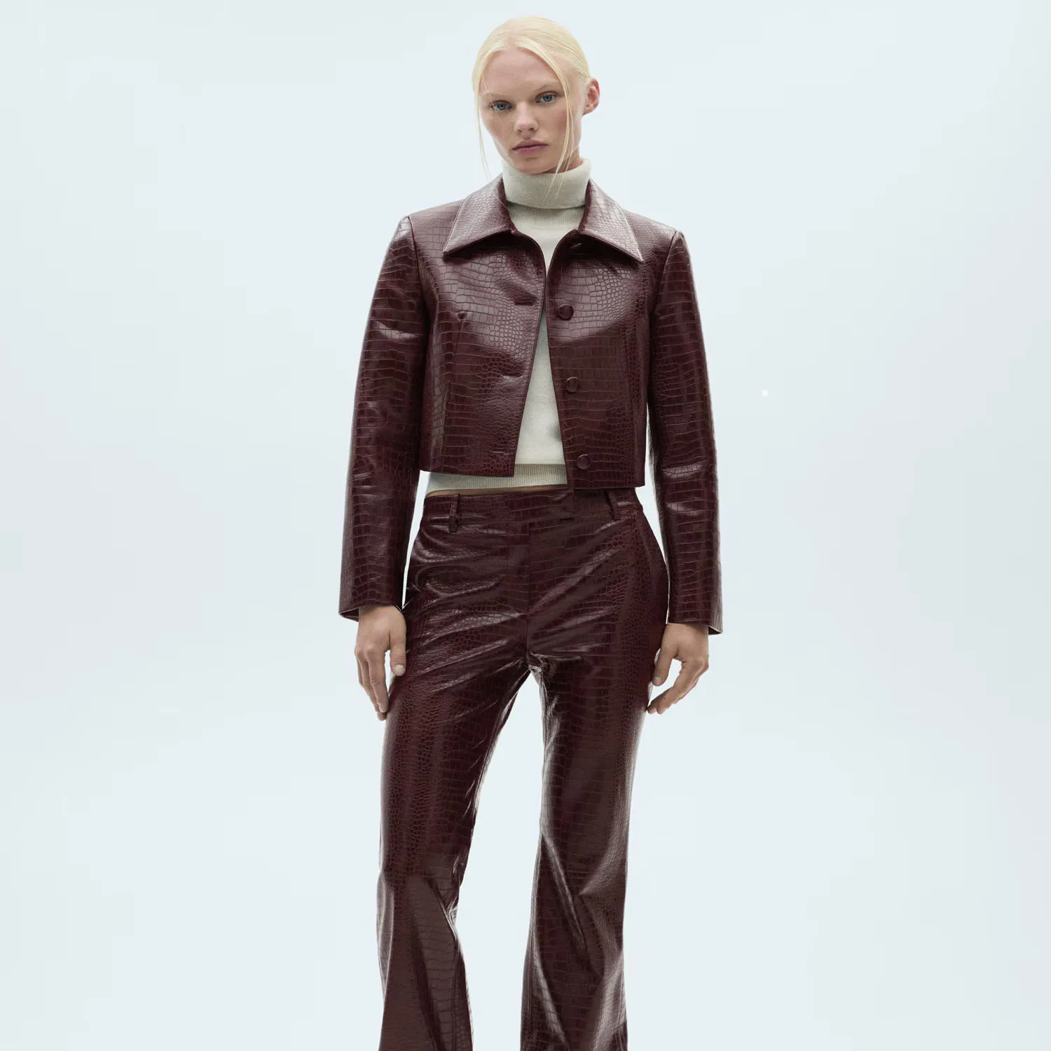 2024 New Fashion Spring Autumn Women Lady Varsity Jacket Slim Fit Pure Color Thin Suit Large Standing Collar Leather Jacket