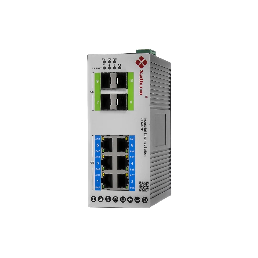 6 портов 4 порта SFP Управляемый гигабитный Промышленный Коммутатор Ethernet