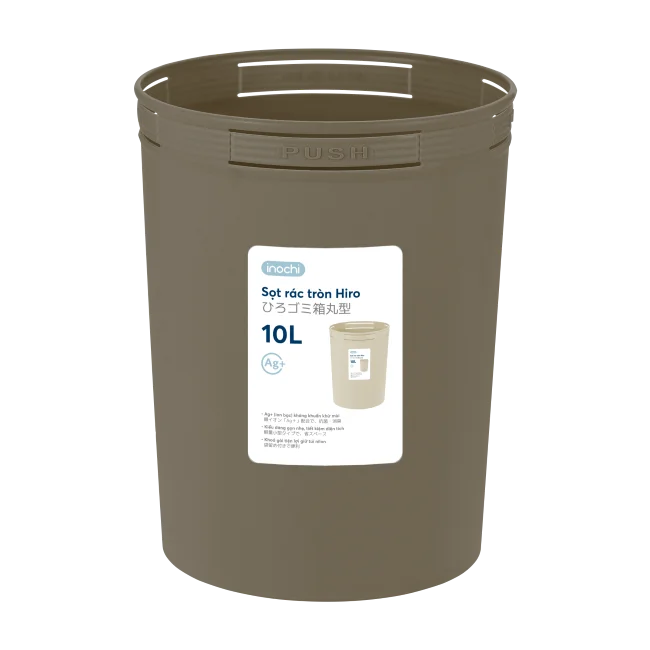 10L Hiro round Wastepaper Bin Office Trash Can with Pedal Lid Recycle Plastic Waste Bin for Kitchen Storage Daily Home Use