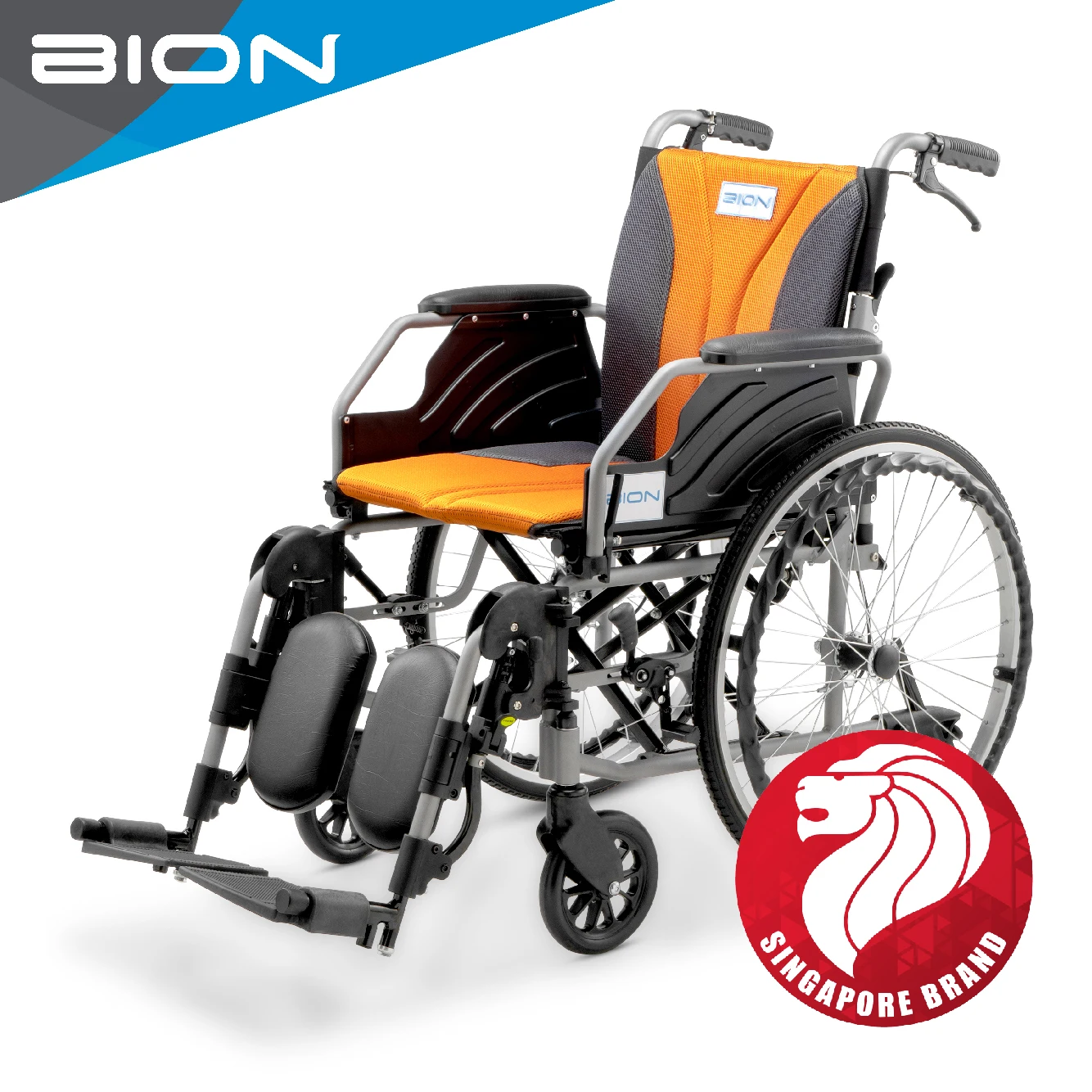 [ BION ] iLight Wheelchair Elevating Flip-up Armrests  Leg Elevating Wheel chair for disable Hospital Homecare Singapore Brand