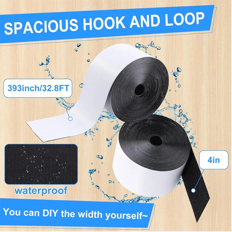 Total 32 Feets Felt Tape Roll Polyester Felt Strip Self Adhesive Backed Felt Tape Black Furniture 4 Inch Felt Strips