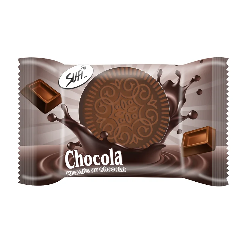 Natural Ingredient Made Chocolate Flavor Biscuits with Customized Designed Printed Label Packing For Sale