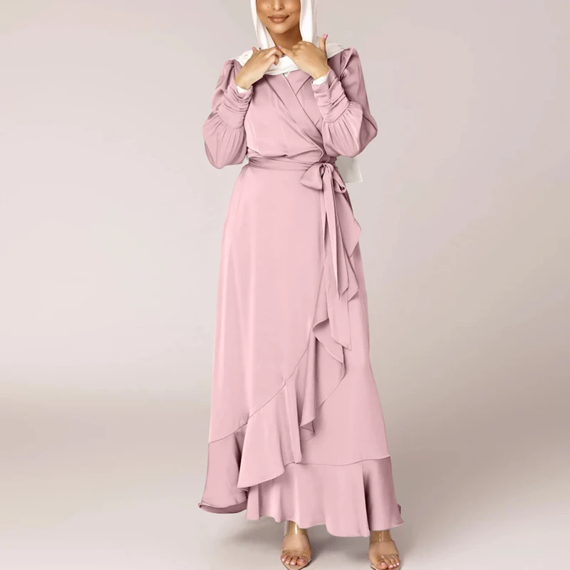 Abaya Turkish Dubai Hijab Muslim Dress Islam Clothing Abayas For Women Kaftan Caftan Female wear Solid color dress for women