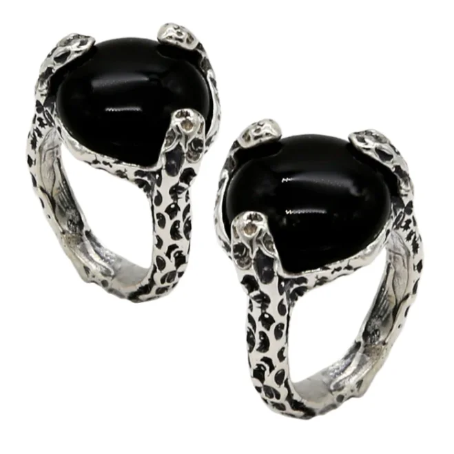 Fine jewellery made in Italy for wholesale Contrarie Cratere ring in 925 silver and bronze with semi-precious stones