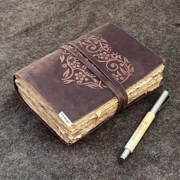 Красивые тисненые сердца журналы для женщин Deckle Edge винтажные бумажные кожаные блокноты ручной работы молочные продукты по оптовой цене