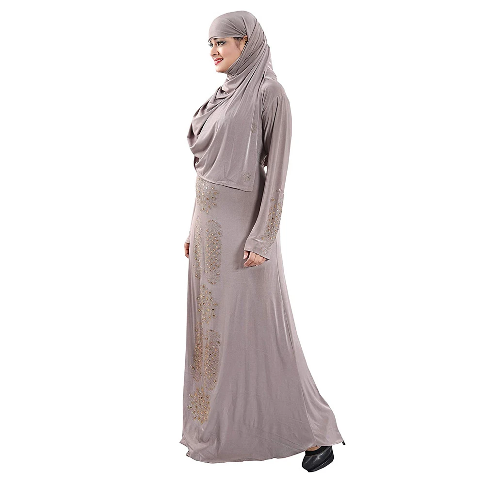 Ladies hot sale 2022  Muslim Abaya High Quality Elegant Islamic Clothing Long Sleeve Abaya fleece windbreaker chest beads attach