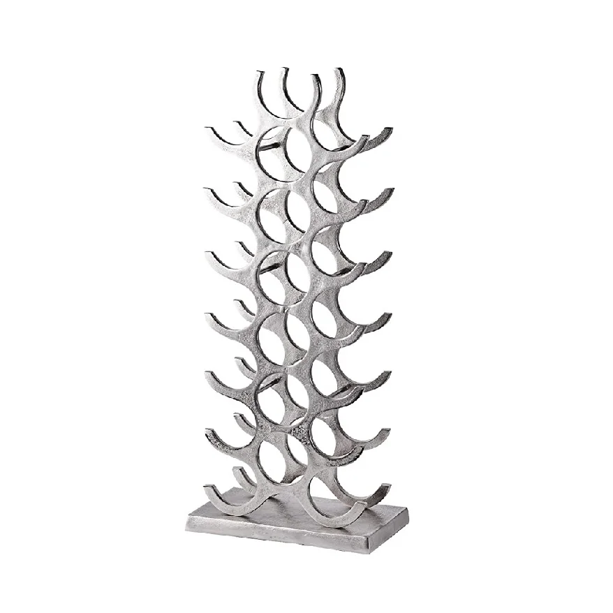 Aluminum 6 Bottles Wine Rack Barware Party Decorative Metal Bottle Stand in Modern look Handmade Wine Rack