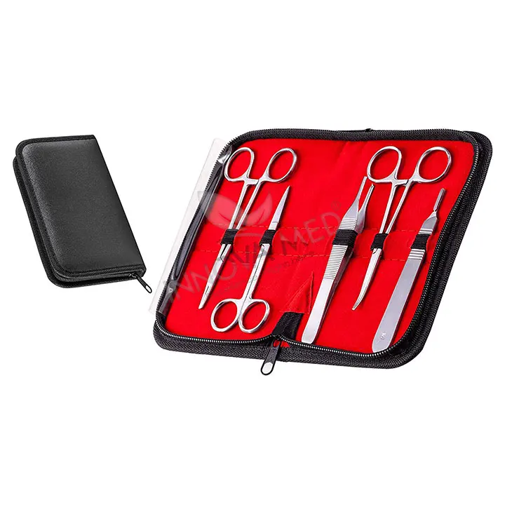 Set of 13 Pieces Professional Basic Surgical Forceps Scissors Needle Holder Kit Stainless Steel Box Instruments