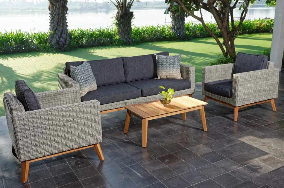 Customize Modern Design flat Wicker conversation Sofa metal frame garden outdoor furniture Made in Vietnam