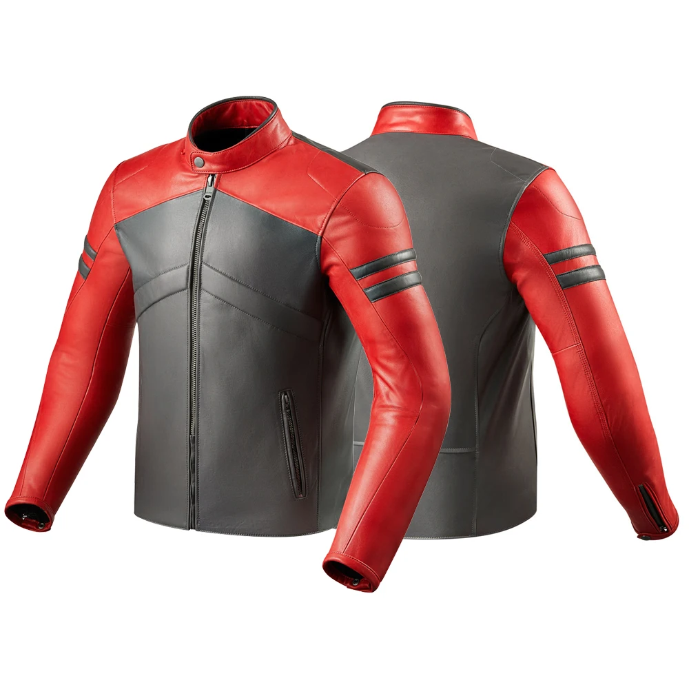 Motorcycle safety stitch Black & Red men leather new look racing jacket sustainable & Durable for rider motorbike leather jacket