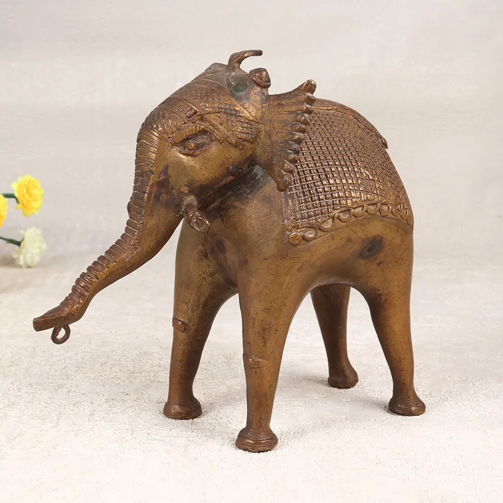 Indian Brass Multicolor Bronze Elephant Figurine Home Decoration Statue