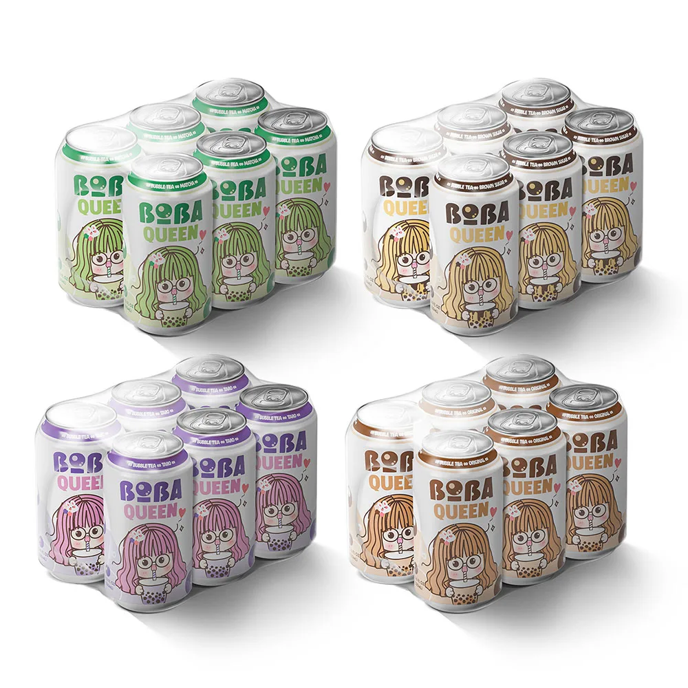 Ready to Drink Brown Sugar Bubble Milk Tea 330ml Can Boba Queen Premium Quality 4 Flavors/24 Cans Per Tray Wholesale Beverage