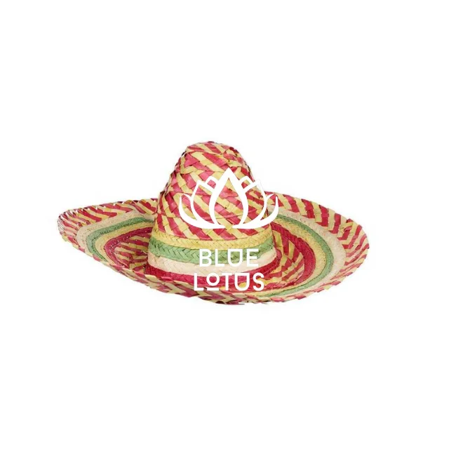 SUITABLE PRICE MEXICAN SOMBRERO STRAW HAT WHOLESALES FOR OUTDOOR ACTIVITIES LEAVES MEXICO STYLE MS.CHERISH BLUE LOTUS