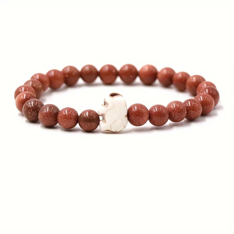 MANCHAO  4pcs Unisex Natural Stone Elephant Style Bracelet 8mm Beads Fashion Jewelry for Bracelets & Bangles