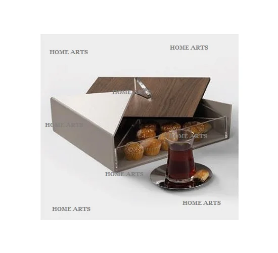 Set Of 3 Solid Wood Sweet Box With Aluminium Different Lids Table Top Kitchen Sweet Serving Box For Sale