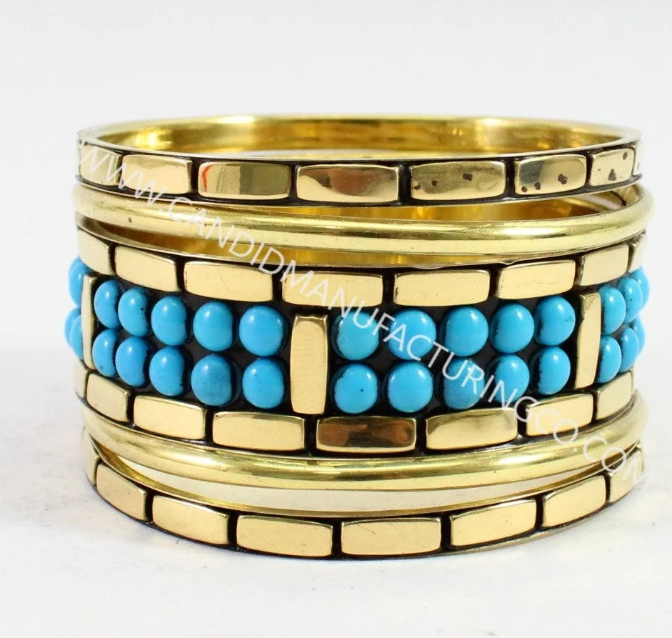 India fashion bangles Resin Beads with Metal Bangle Set Fashion jewelry & Accessories handmade Direct factory sale