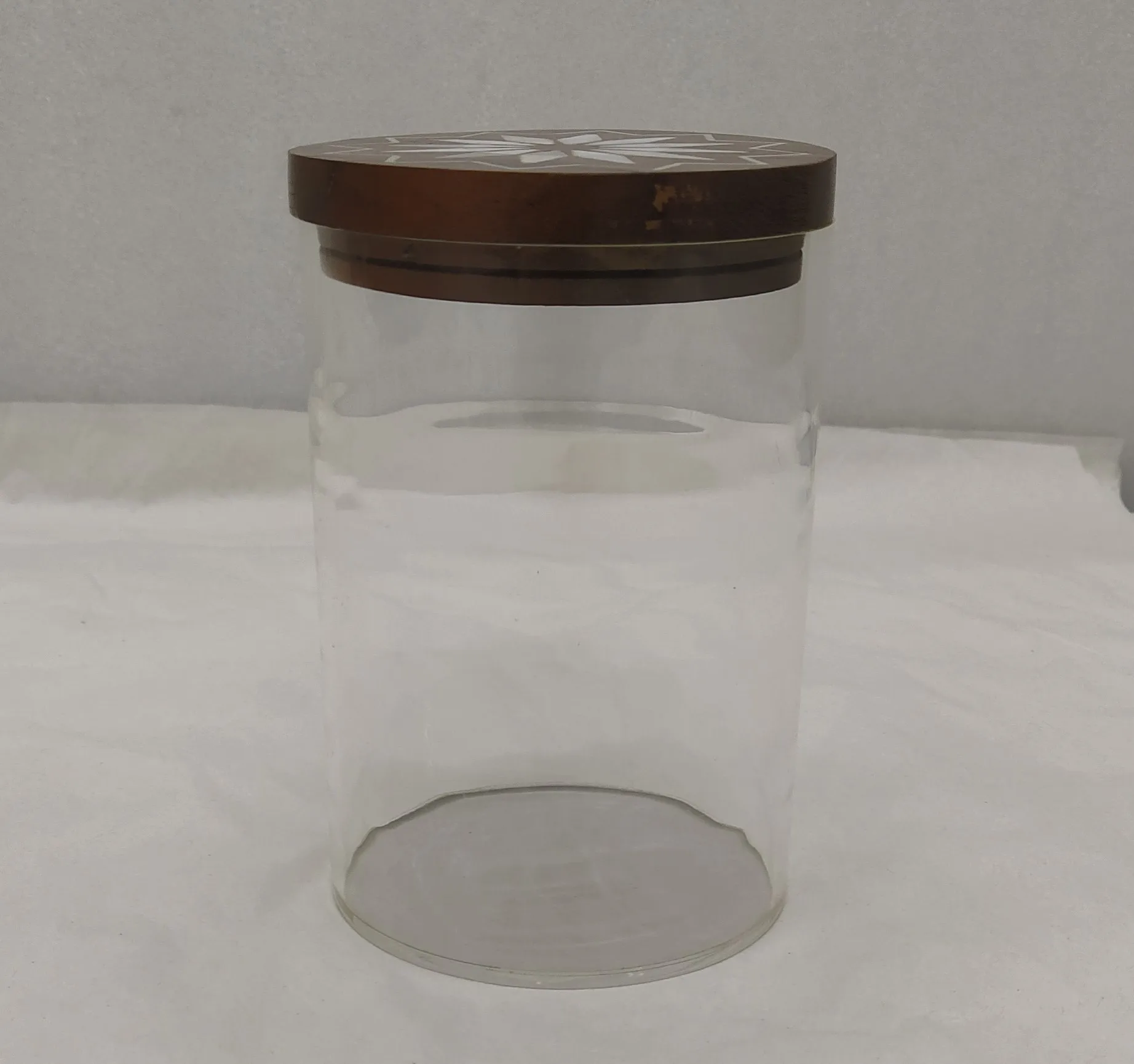 Luxury Storage Box For home Kitchenware Accessories Modern Design Clear color round shaped Acrylic & Wood storage boxes bins Jar