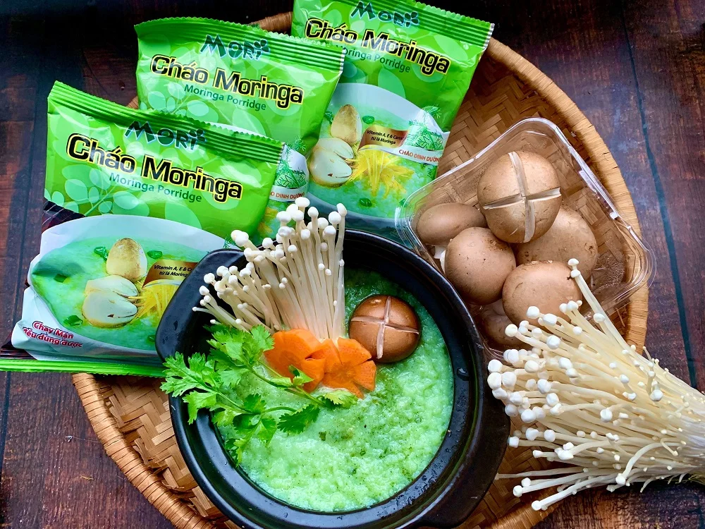 Instant Eating Delicious Porridge With Rice moringa leaf powder Ingredient 30packs x 50g Made in Vietnam For Export