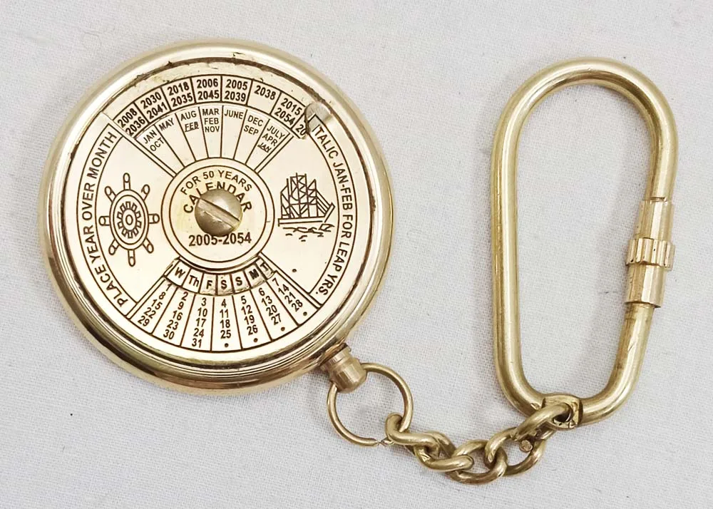 Brass Antique Calendar Key Chain Vintage Nautical Gift Keychain Best Birthday Gift Christmas Gift Keychains