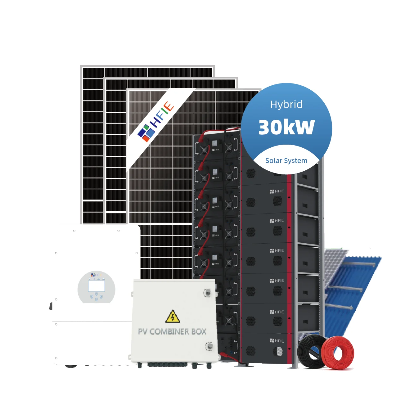 HFIE 30kw солнечная система для помещений 54.2kwh полный комплект системы солнечных панелей