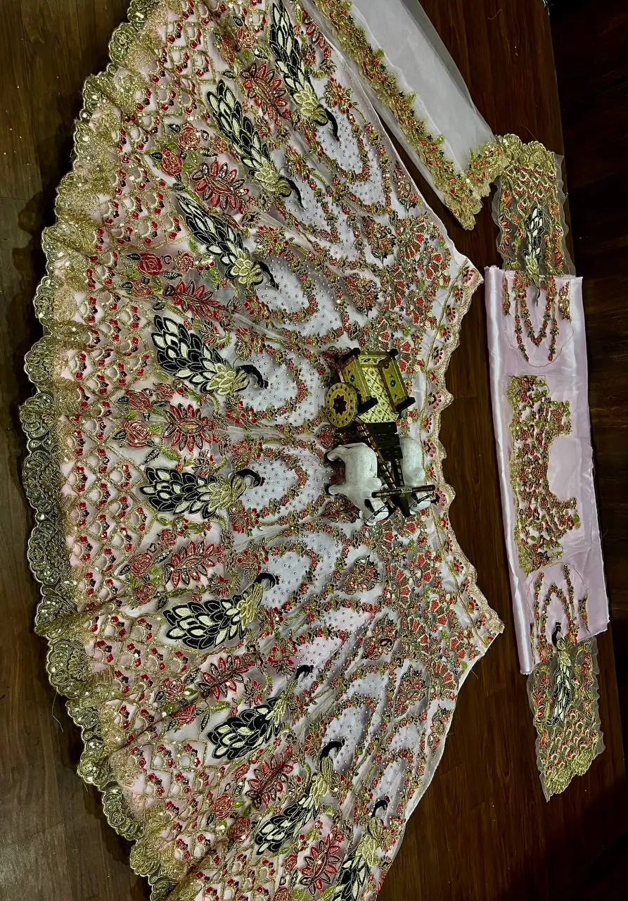 Amazing new design white Colour bridal Lehengha Choli, Wedding Lehenga Choli with blouse and duppata  in M creation