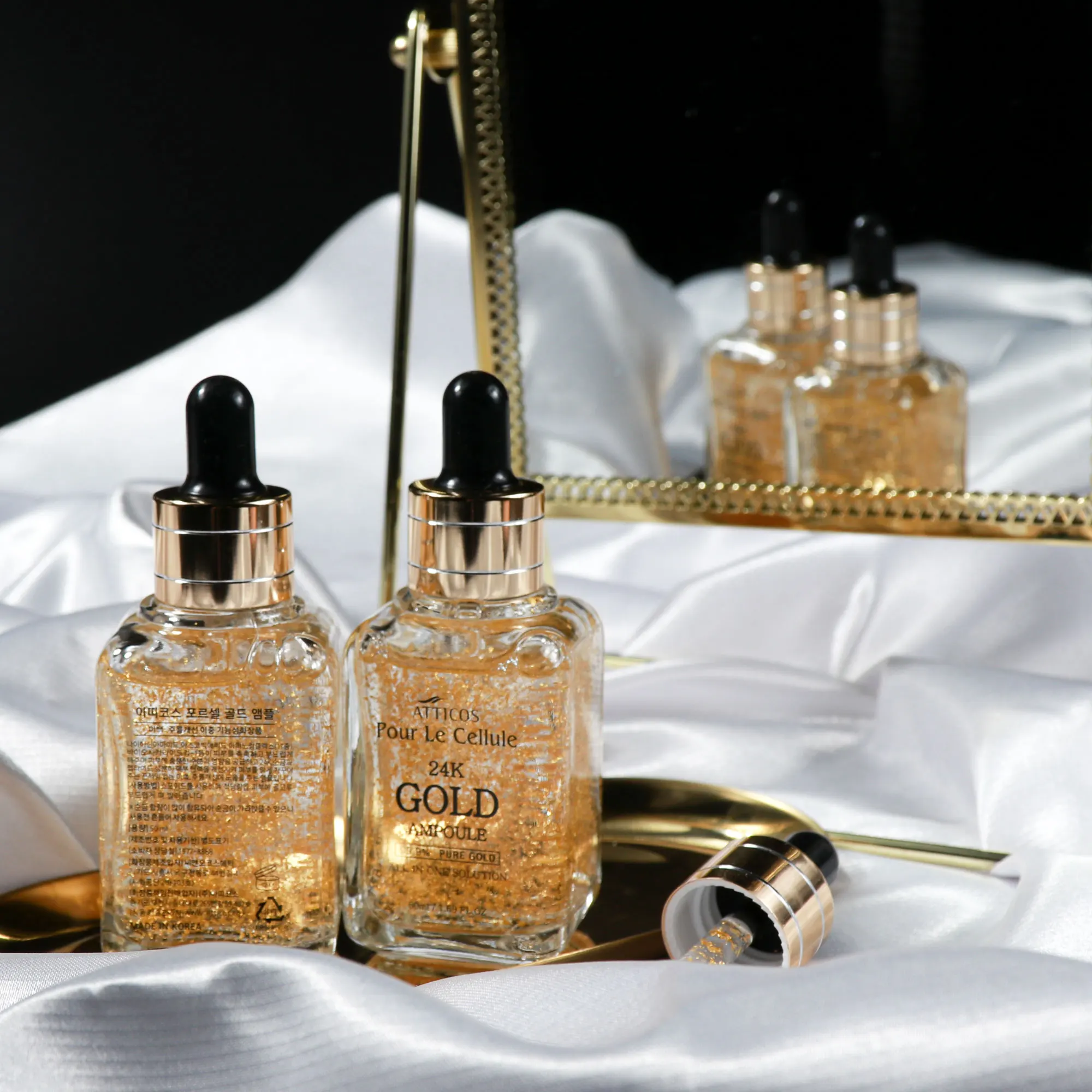 ATTICOS 24k Gold Ampoule 50ml Wholesale Medical Exfoliating Serum for Healthy Skin Luxury Korean Beauty Cosmetics