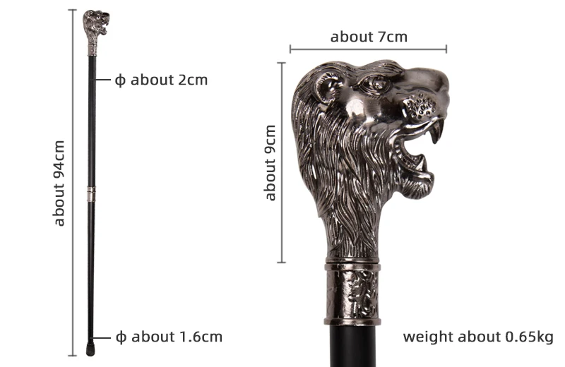 Decorative luxury 2 Piece Vampire Cospaly Walking Stick b Brass Lion Handle Cane Halloween costume walking stick