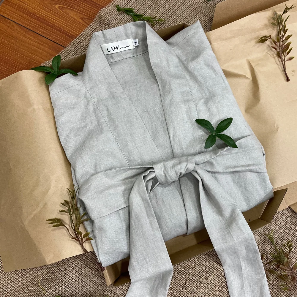 Kimono Linen Cotton  Lounge wear Sleepwear Spa Kimono women High quality form Vietnam Manufacturer