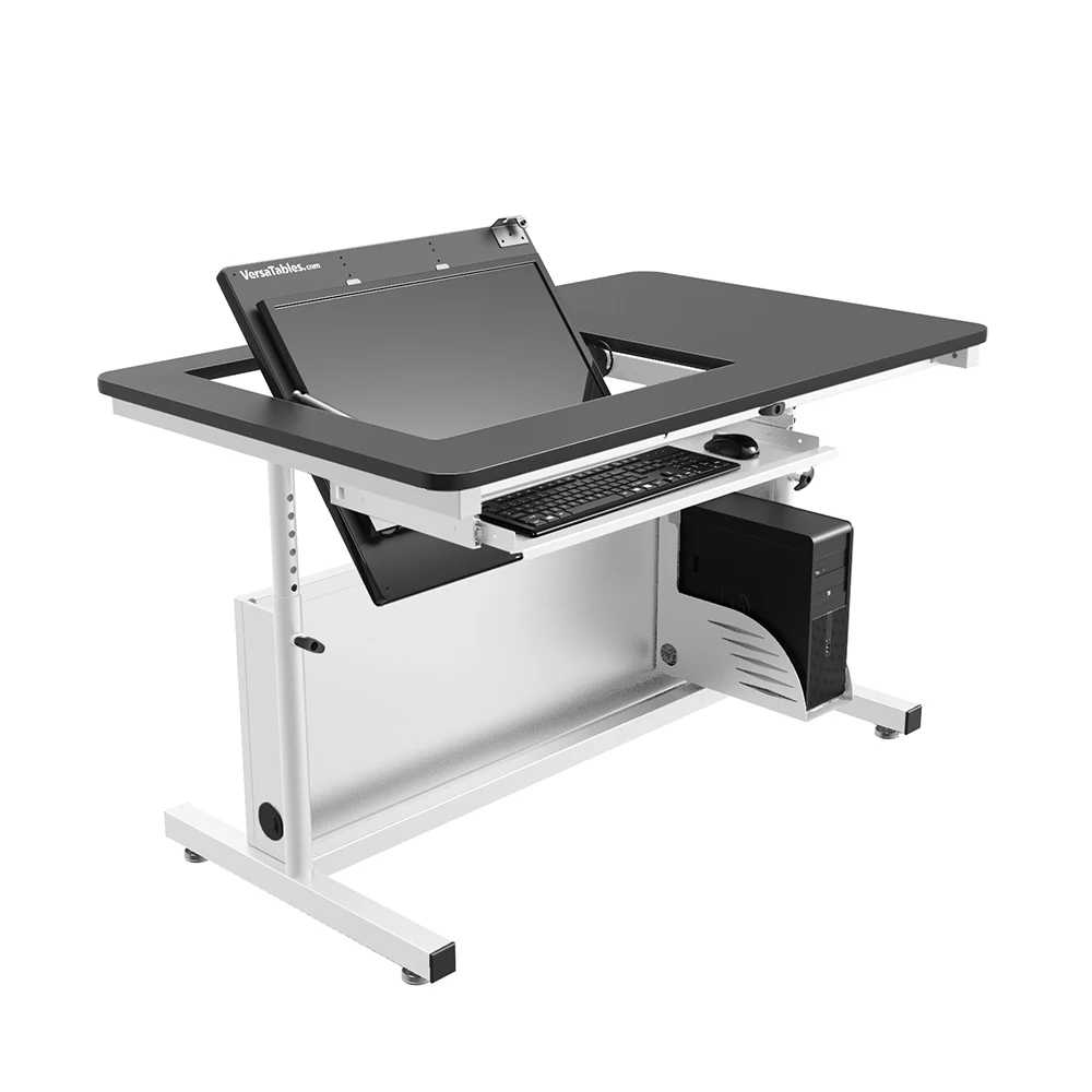VersaDesk Revolution Adjustable Height Computer Desk  White/Black