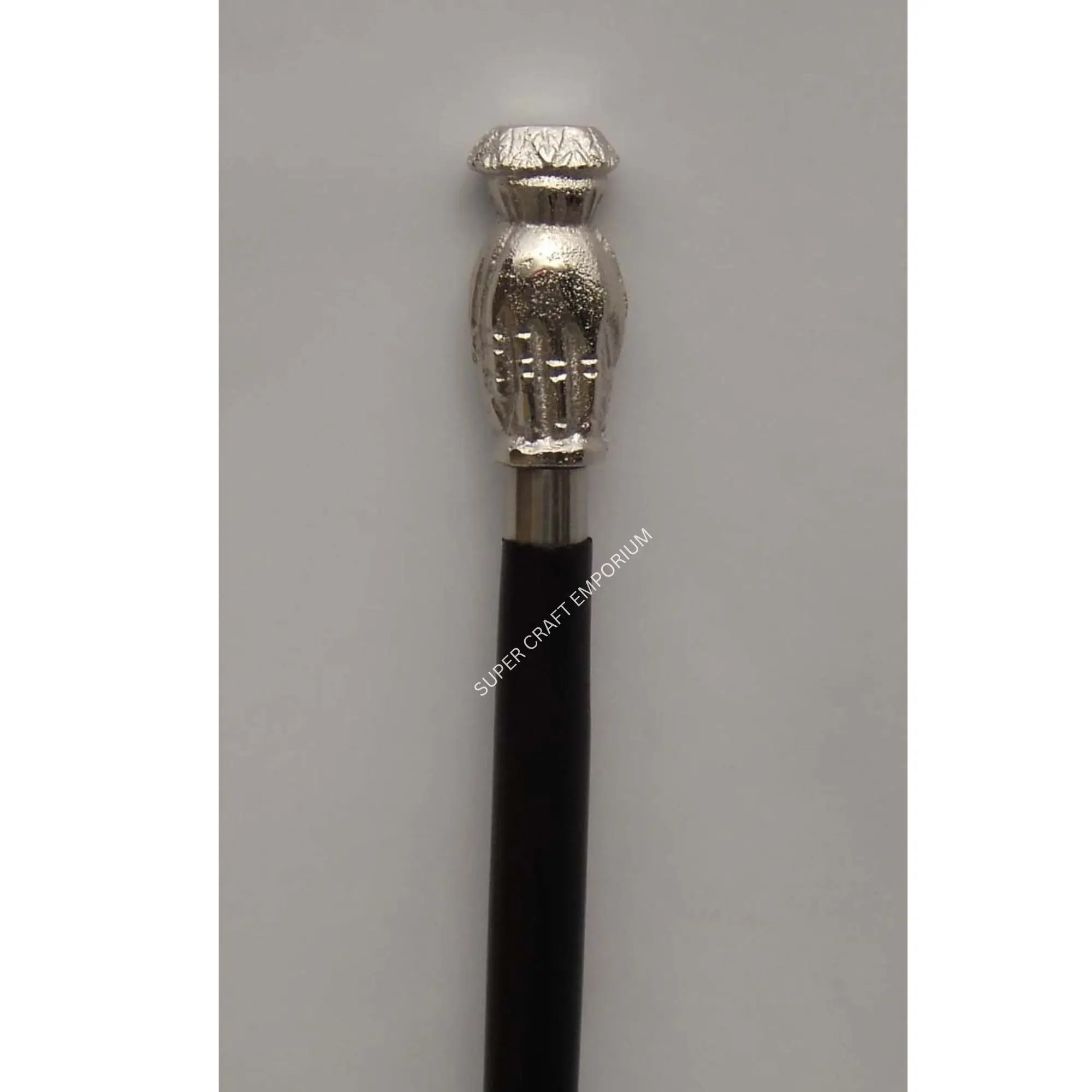 Wooden Walking Stick with Nickel Plated Aluminum Handle / Brass Antique Handle