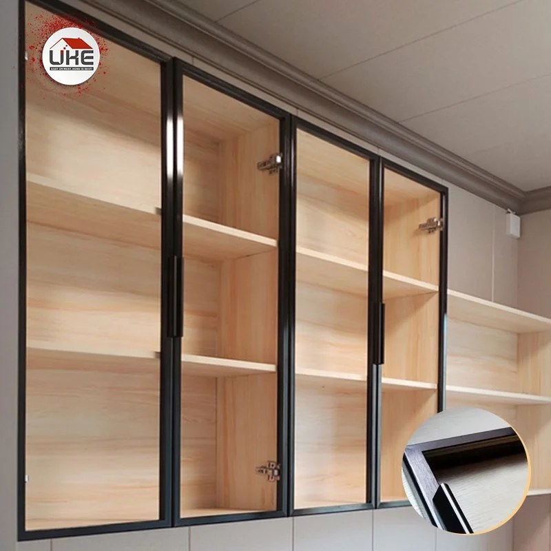 Aluminum Frame Profiles Glass Door For Kitchen Cabinet Wardrobe 20mm Narrow Design Customized Door Profile