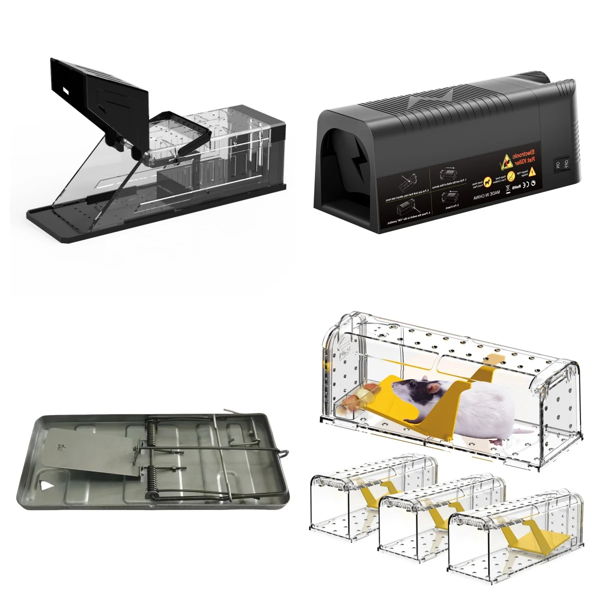 Custom Rat Snap Traps Plastic Home Kitchen Catcher Killer Auto Rodent Mouse Trap System Rat Killer  Electric Mouse Trap Clamp