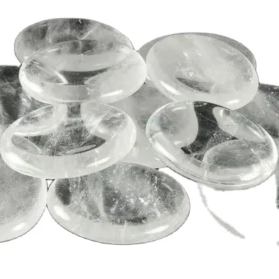 Clear Quartz Agate Worry Stone for Anxiety Stress Relief and Meditation-Figurine Style Chakra Healing Thumb Stone