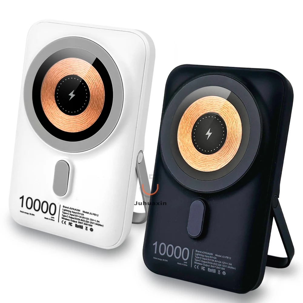10000mAh Mini Wireless Battery  Phone Charger Magnetic Fast Charging Power Bank with Holder for iPh 16 15 14 Promax