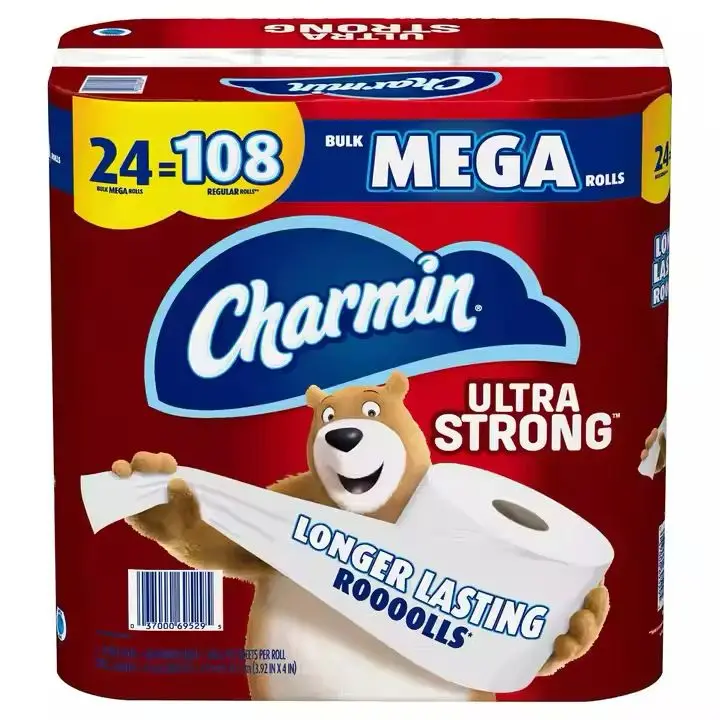 Оптовая продажа прочная чистая туалетная бумага CharminUltra 24 семейных мега-рулона = 123 обычных рулонов