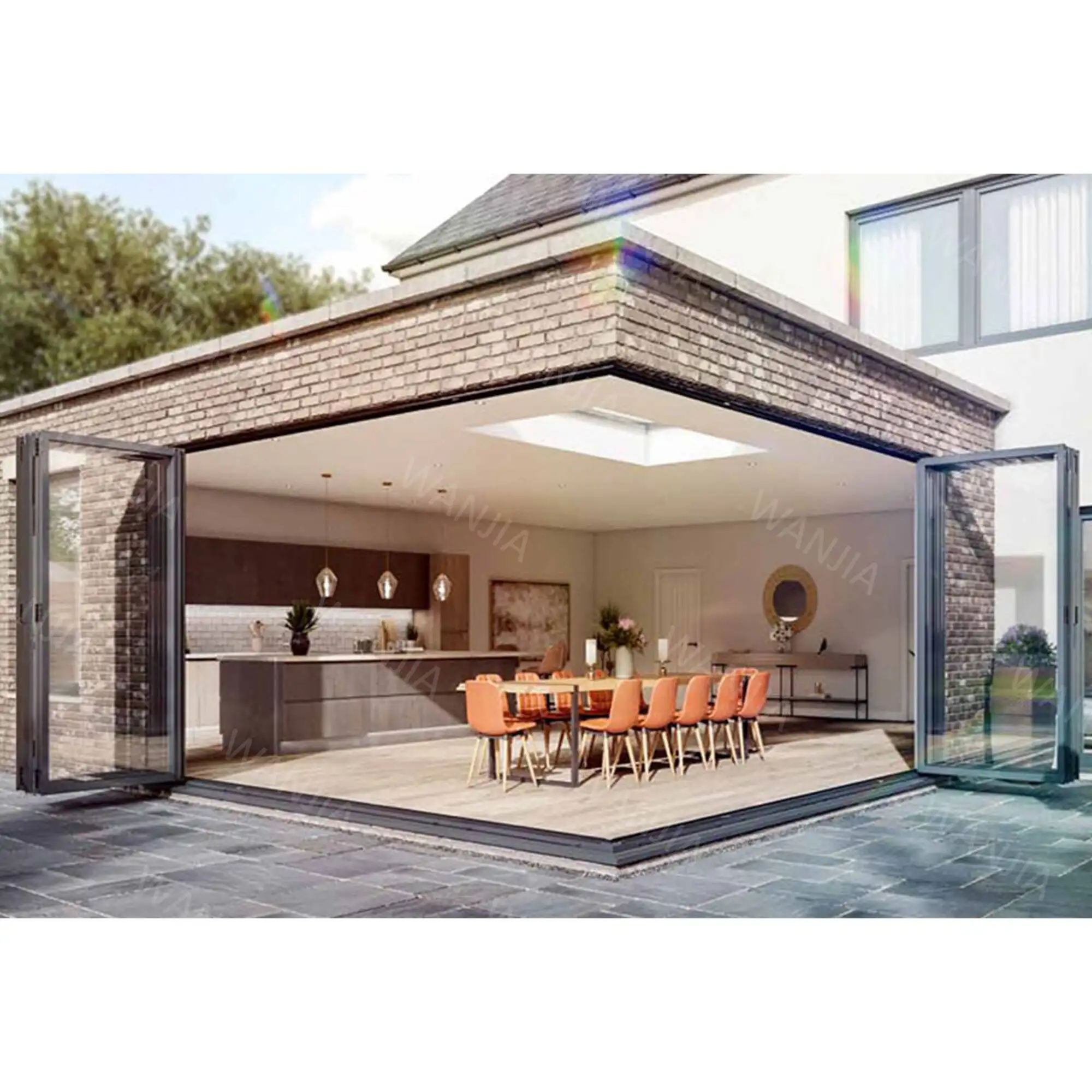 Supplier New Product Thermal Insulation Aluminium Glass Door Interior House Corner Glass Folding Door Aluminium Bifold Accordion