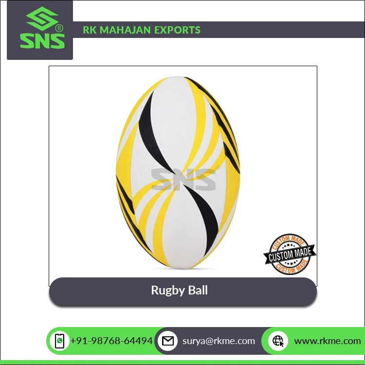 Hand Stitched High Air Retention Latex Bladder 4 Layer Premium Rubber Rugby Ball from Trusted Indian Manufacturer