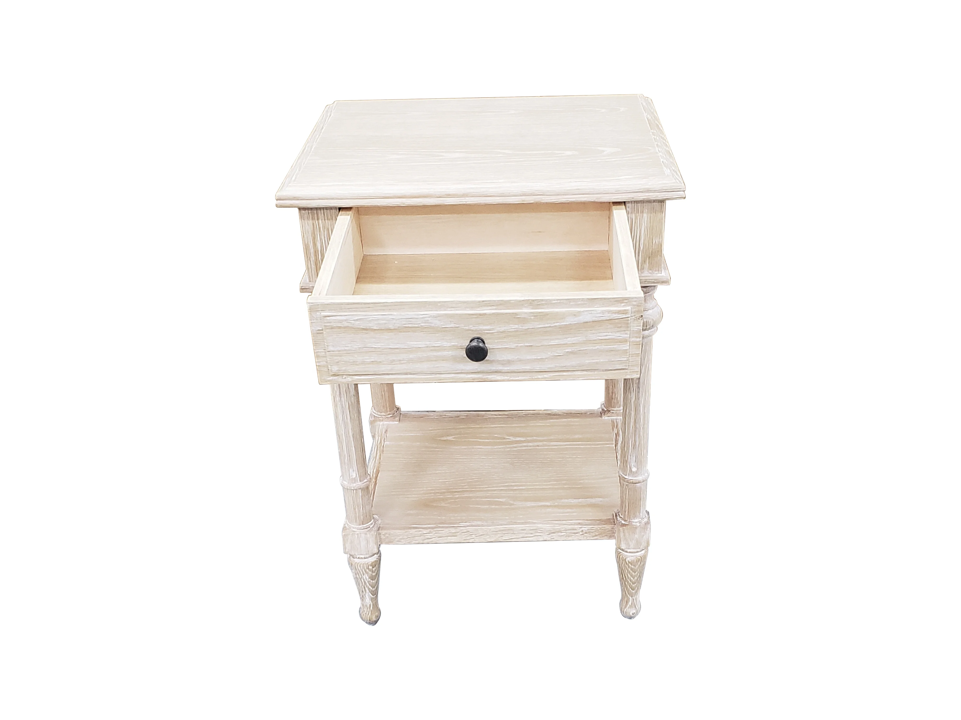 Mrs Woods Luxury Classic White Oak Wooden Durable Stable With Shelf Safe Overbed Bedside End Table