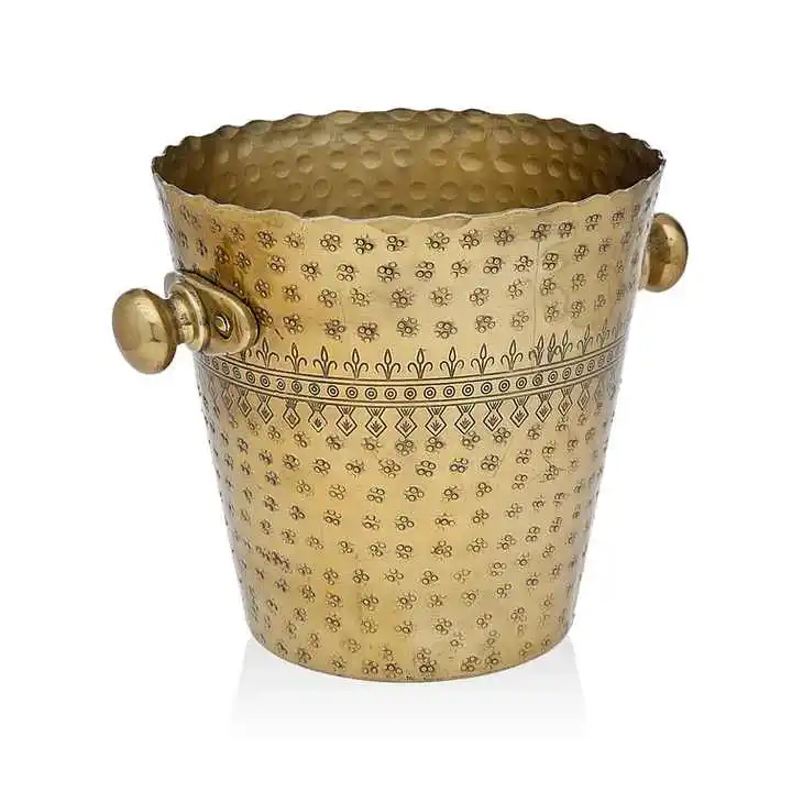 Luxurious Stainless Steel Ice Bucket Wine Beer Cooler Parties Home Restaurant Bar Quality Galvanized Metal Long Frozen Ice Bowl