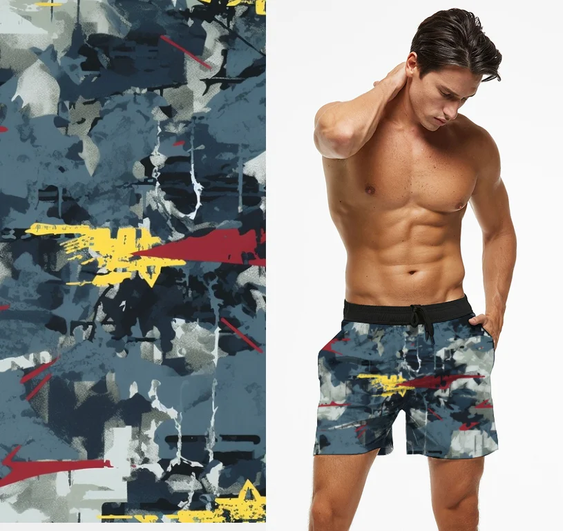 Bio-based Degradable  Cool Board Shorts Swim Trunks  Swimsuit Quick Dry Brachwear Printed Fabric