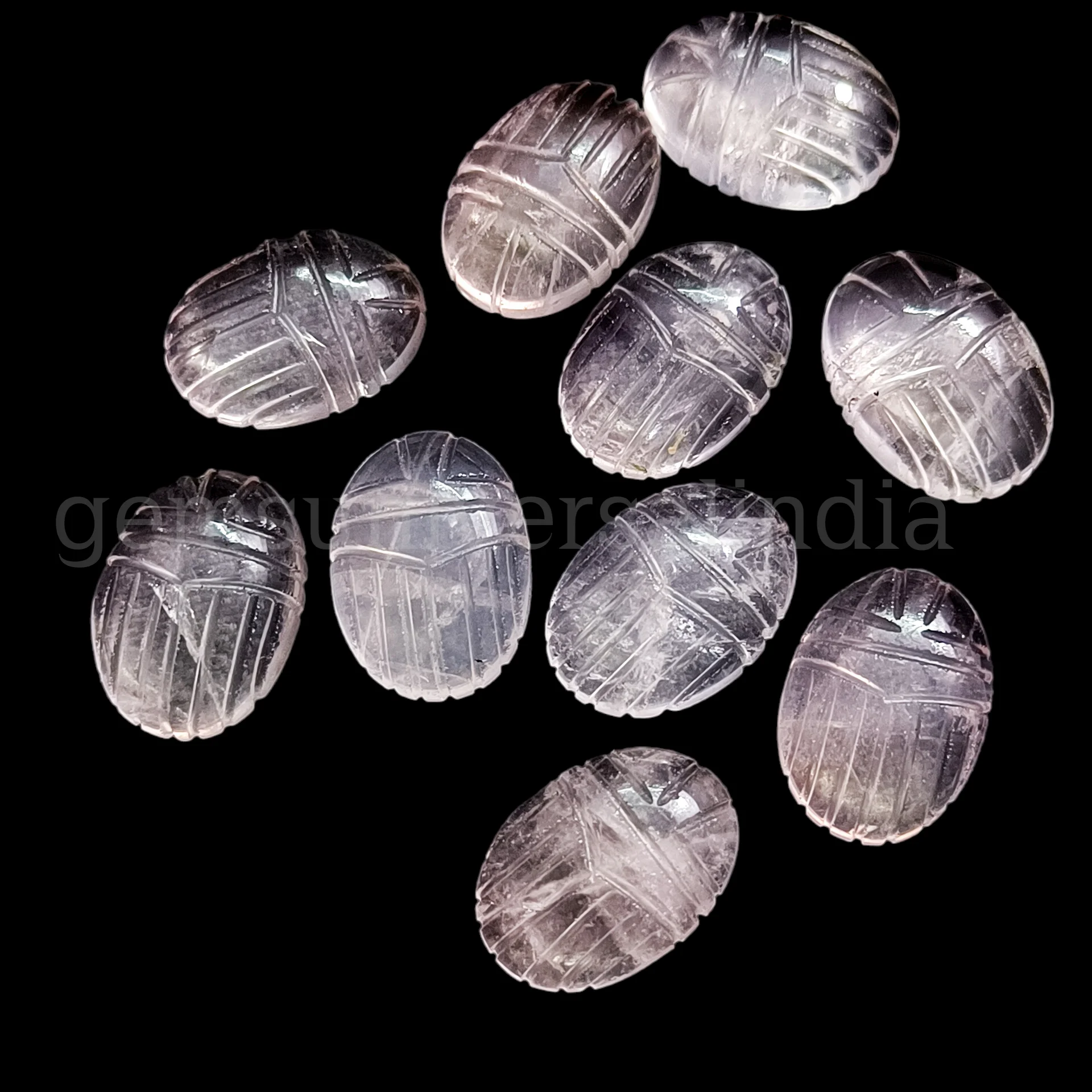 Natural Rose Quartz Scarab shape Hand Carved Gemstone Cabochon 18x13mm Rose Quartz Crystal Carving Cabochons for Jewelry Making