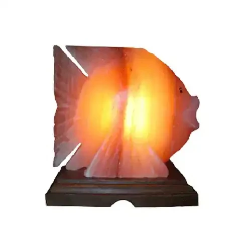 Himalayan Salt Lamp Fish Shape Pure Salt Purifies Air With Wooden Base Decoration Love Gift Enamel Pins Wholesale From Pakistan