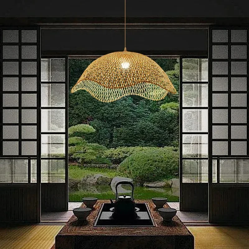 Rattan Handcraft Designer Home Handmade Bamboo Lamp Shade Rattan Pendant Light For Bedroom for Wedding Decorative bamboo Lamp