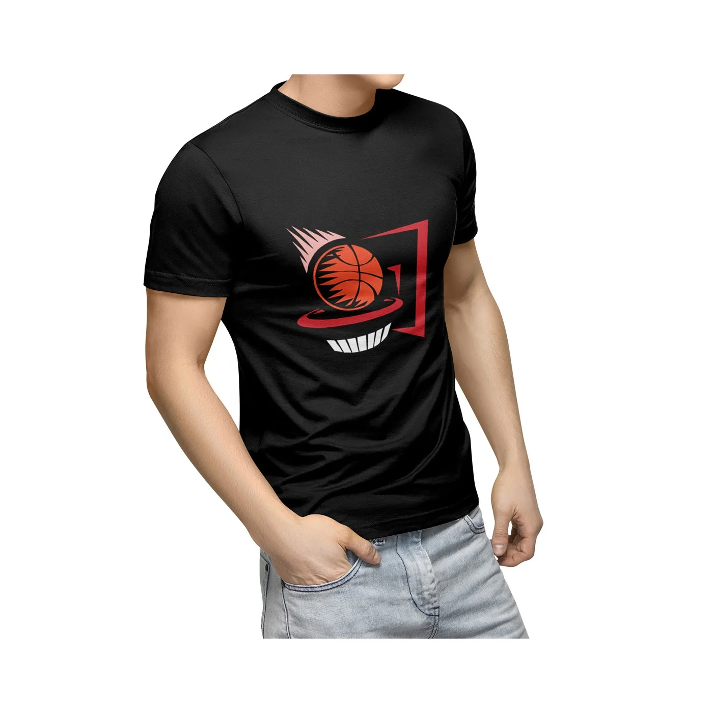 Hip Hop Muscle Fit Curved Hem White Cotton Custom Printing Logo Men T Shirt Casual Quantity Trend XXL