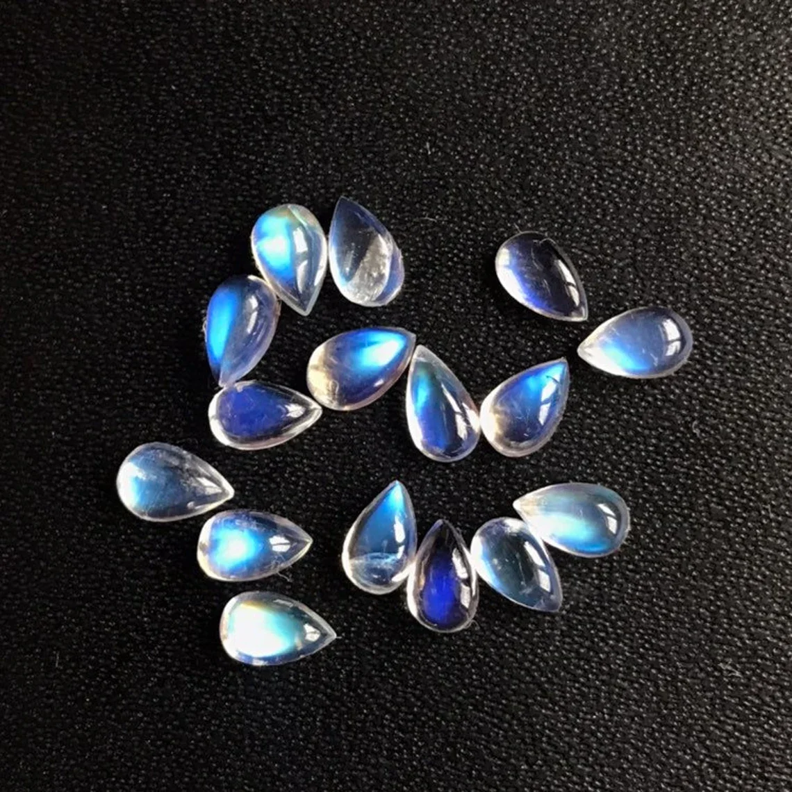 8x6 MM Pear Rainbow Moonstone Calibrated Size Shape Jewellery Cabochon Loose Gemstones 6*8mm Blue Fire Rainbow Moonstone