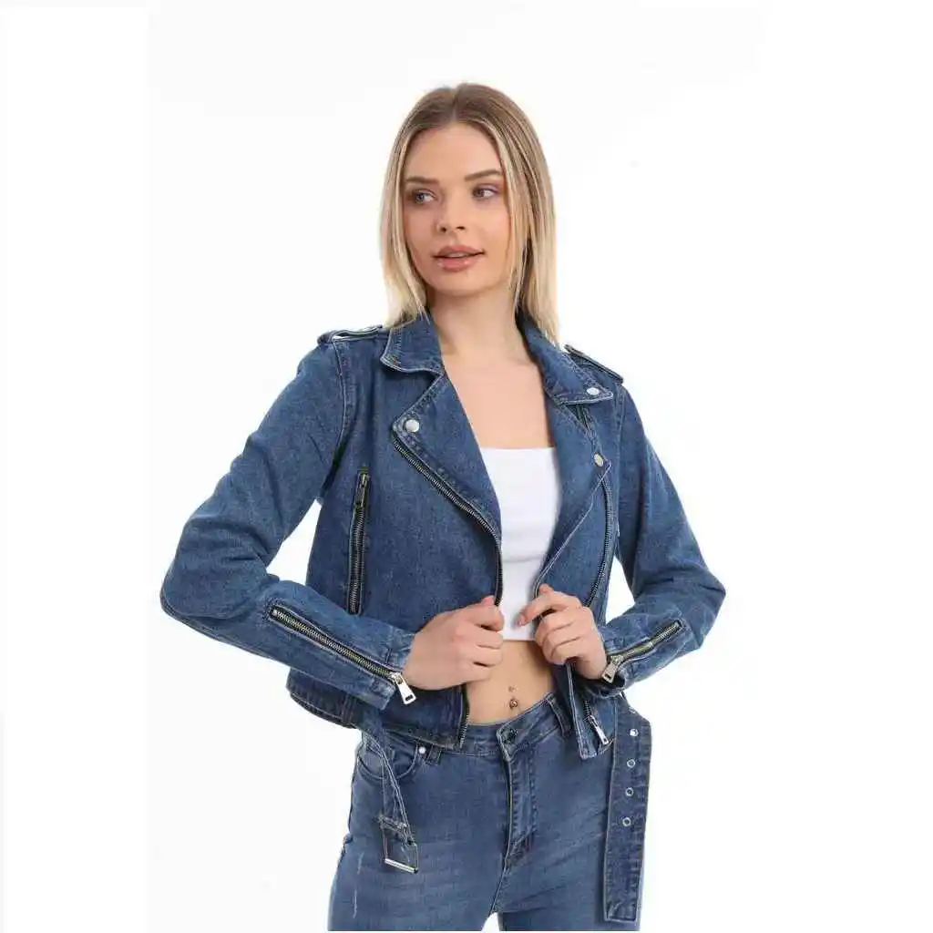 2024 Style fashion Custom ripped Acid Wash Plain  jeans coat streetwear Women stylish jackets jean trendy denim jacket for Women