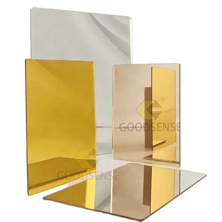 Goodsense Gold Polystyrene Double Sided Mirror Manufacturer High Impact Unbreakable PS Plastic Mirror for Baby Shower Invitation