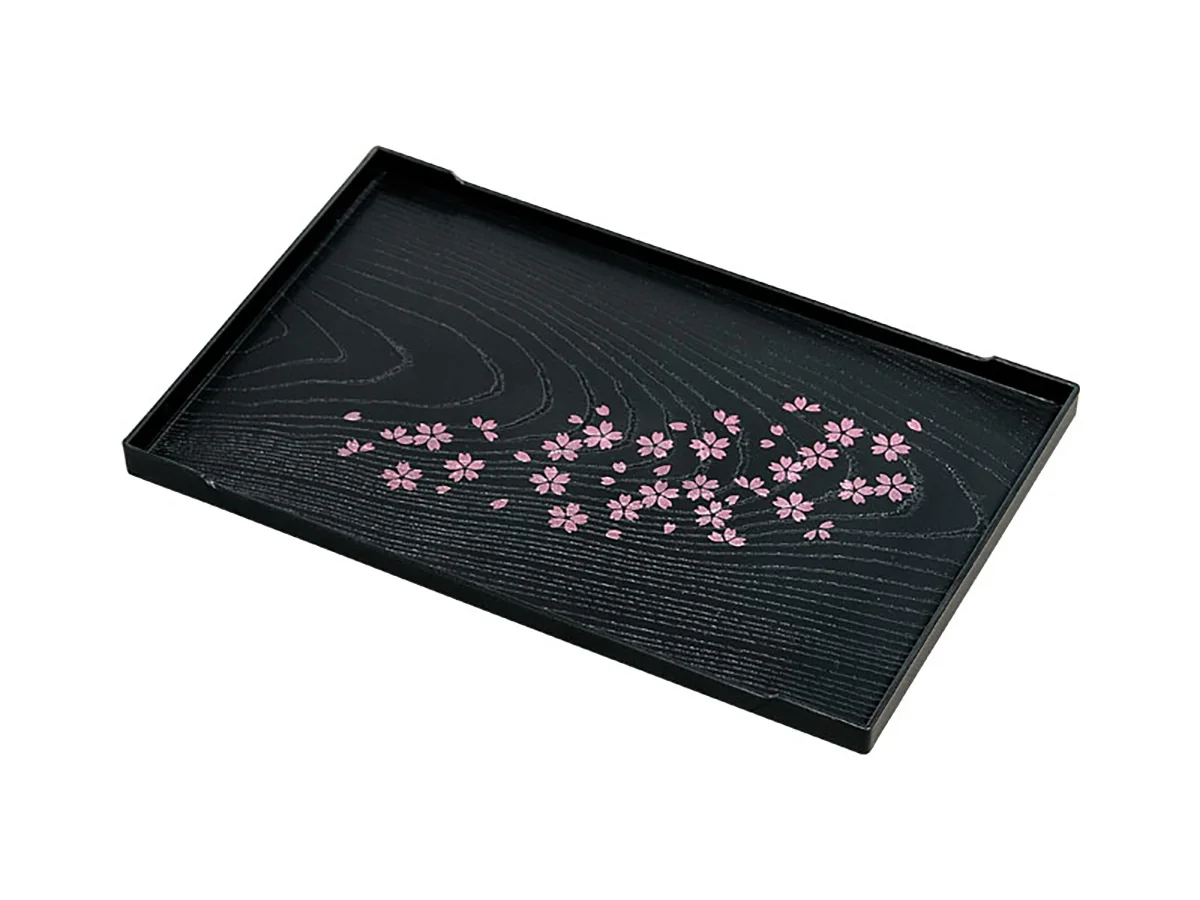 Cherry Blossom Plastic Semicircle Tray Japanese Party Restaurant Tableware Supplies