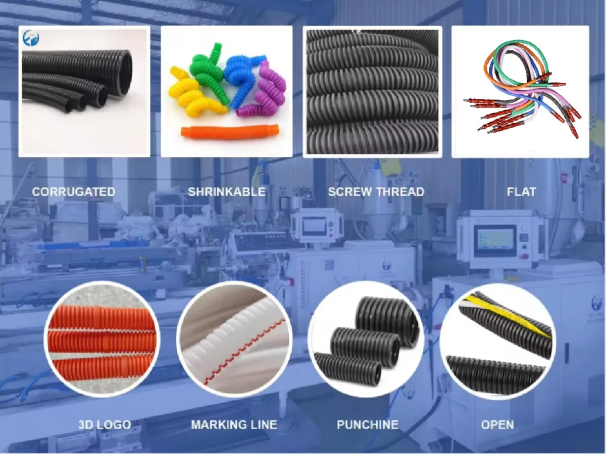 ПЭ HDPE Однослойная гофрированная труба Электрический трубопровод или шланг для кальяна производство пластиковых экструзионных машин производственная линия
