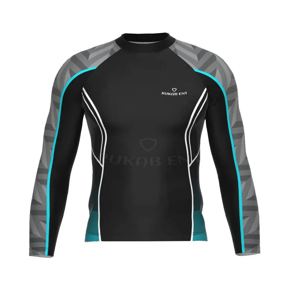 Custom Printed Long Sleeves Rash Guard Sun Protection Surfing Men Design Your Own Rash Guard